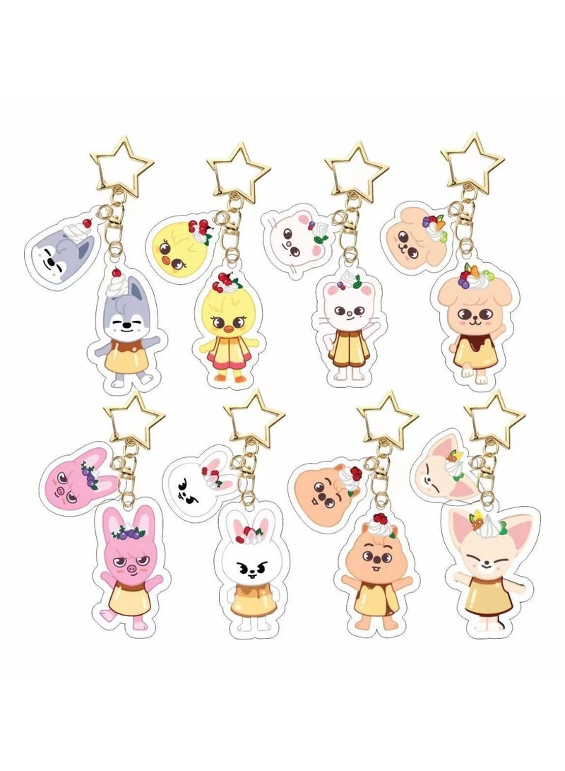 general 8-Pack Stray kids Goods Akey Chain Keychain KPOP Korean Style (C Set) Acrylic Key Chain - Image 1