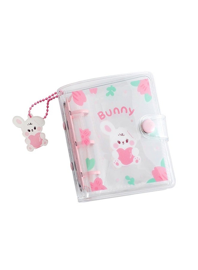Generic 20 Sheets 10 Pockets 3 Inch Mini Photo Album in Loose Leaf Refillable 3-Rings Transparent Photocard Binder Photocard Holder Book with Pendant for Picture Cards Storage for Picture Cards Storage Pink  - Image 1