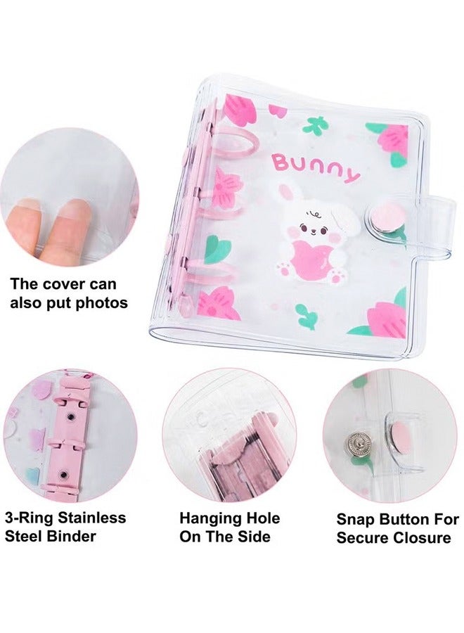 Generic 20 Sheets 10 Pockets 3 Inch Mini Photo Album in Loose Leaf Refillable 3-Rings Transparent Photocard Binder Photocard Holder Book with Pendant for Picture Cards Storage for Picture Cards Storage Pink  - Image 4