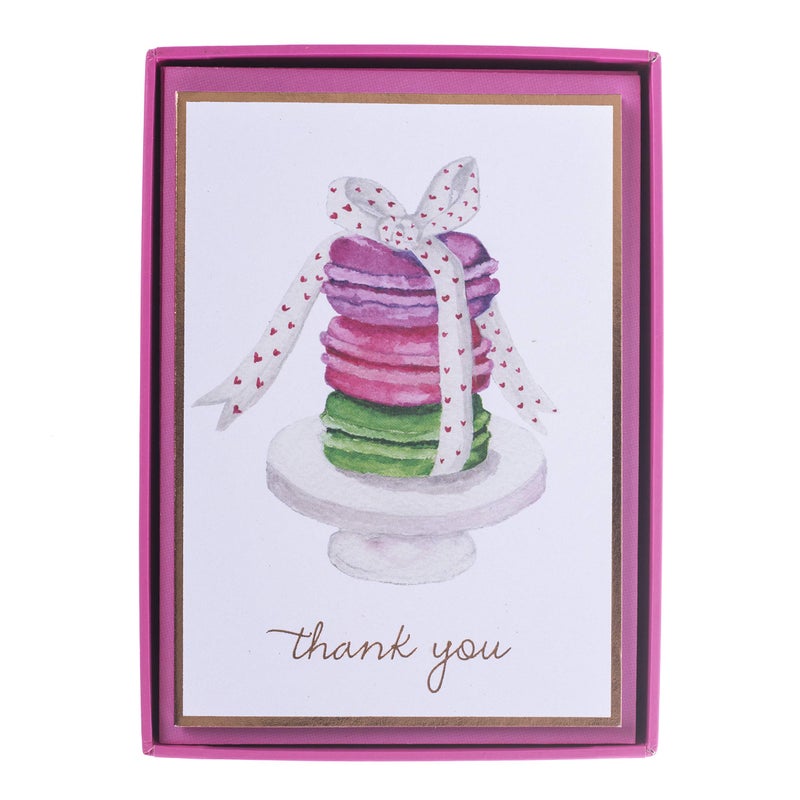 Graphique Watercolor Macaroons Boxed Notecards, 16 Blank Embellished Gold Foil Cards with Matching Envelopes and Storage Box, 3.25" x 4.75" - Image 3