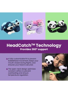 Cabeau Evolution Kid's Travel Pillow - Innovative Chin Strap & Head Support, Stops Head Movement, Super Soft & Fun Children Pillow Design for Comfortable Journeys, Washable - Kittens  - Image 3