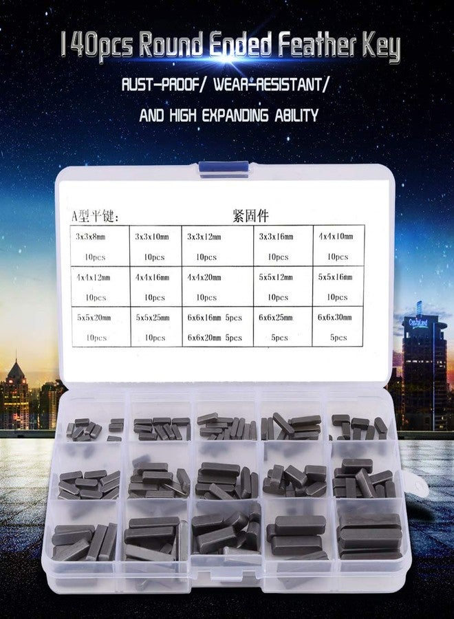 Ejoyous Key Keystock Assortment, 140Pcs Carbon Steel Round Ended Key Keyway Parallel Drive Shaft Key Ways Set 8mm 10mm 12mm 16mm 20mm 25mm 30mm - Image 4