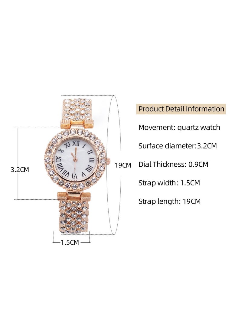 Ladies Wristwatch and Bracelet Set Exquisite and Fashionable Diamond Watch for Women