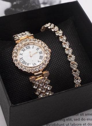 Ladies Wristwatch and Bracelet Set Exquisite and Fashionable Diamond Watch for Women - view 2