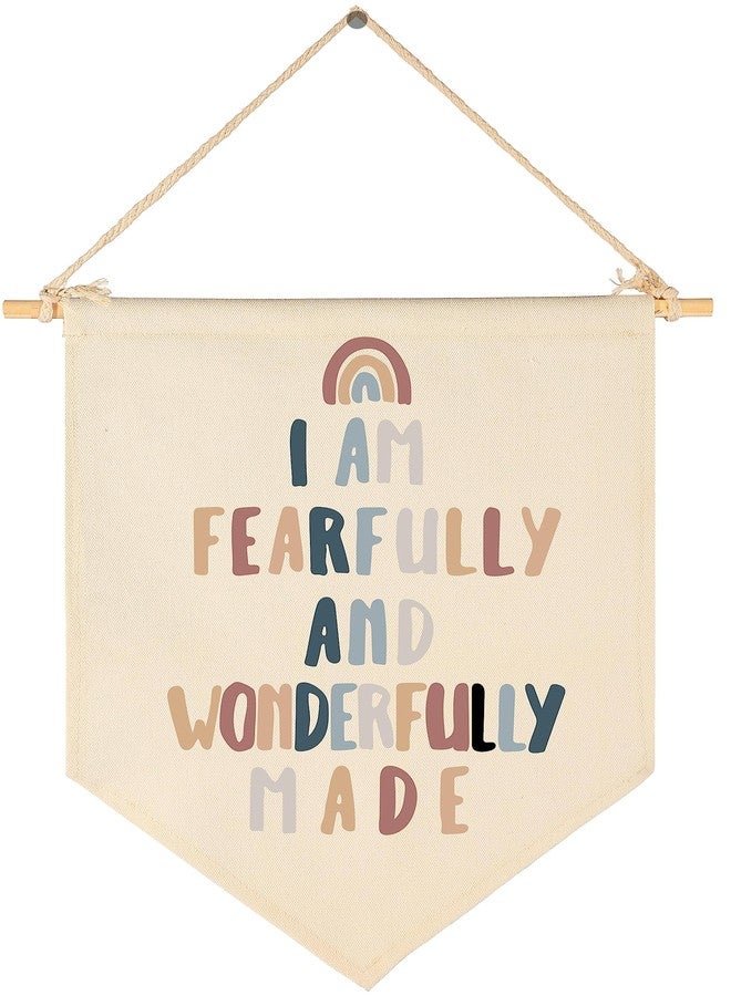 GEANHIL Scripture Pennant Flag Sign Gift for Baby Newborn Boys Girls Kids-Christian Bible Verses Banner Wall Decor Present for Nursery Bedroom Playroom Front Door-Baby Gift Shower-I am Fearfully - Image 1