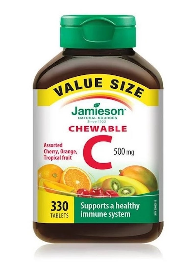 جاميسون جيميسون فيتامين C قابلة للمضغ مختلطة 3 نكهات 500 ملغ أقراص حجم كبير، 330 قرص