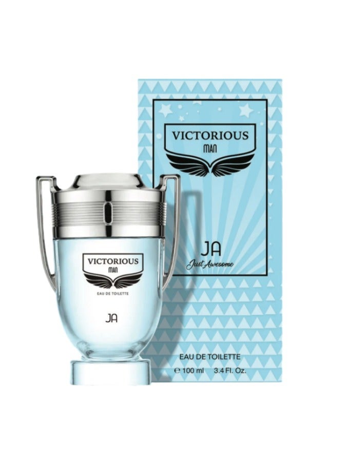 JA Just Awesome Victorious Man Eau de Toilette - 100ml | Luxury Long-Lasting Perfume with Fresh & Woody Notes for Men  - Image 1