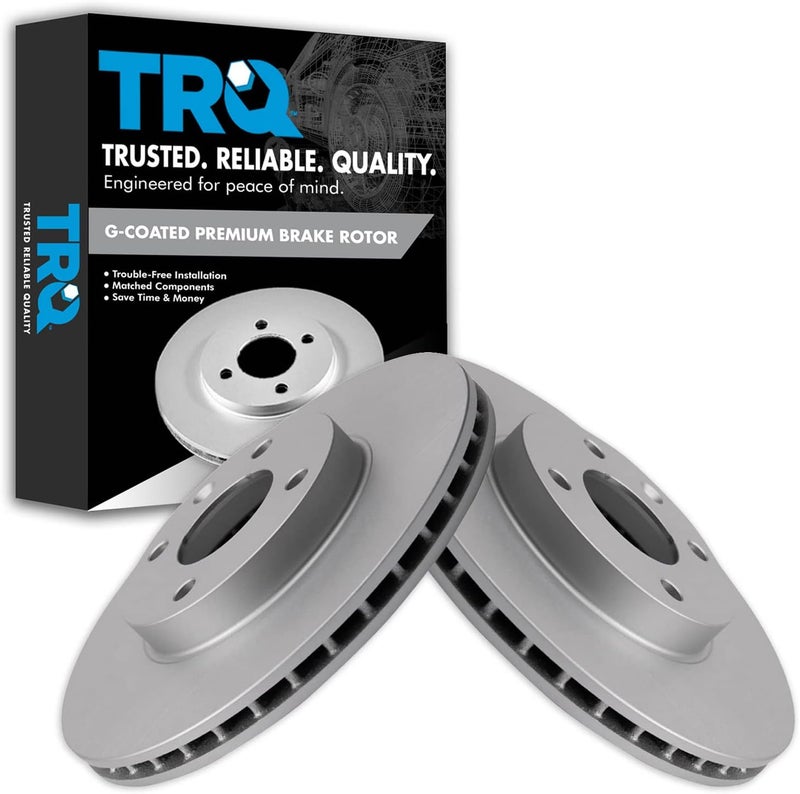 TRQ Front Brake Rotor Set Vented G-Coated Compatible with 2016-2022 Chevrolet Spark - Image 1