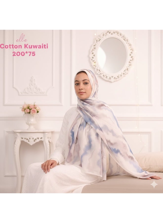 ELLE Luxury Kuwaiti Cotton Islamic Hijab Scarf for Women – Elegant Design for Daily Wear & Special Occasions – Size 200 × 75 cm - Image 1