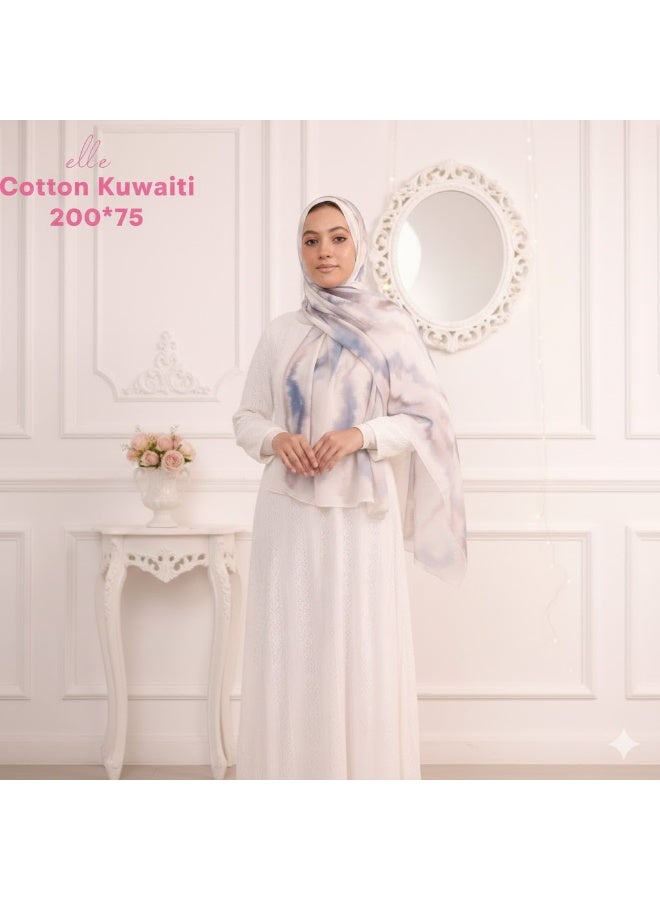ELLE Luxury Kuwaiti Cotton Islamic Hijab Scarf for Women – Elegant Design for Daily Wear & Special Occasions – Size 200 × 75 cm - Image 2