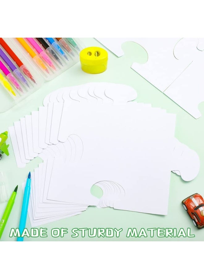 Glenmal - Glenmal 100 Pcs Large White Blank Puzzle Pieces Oversize White Blank Papers Puzzle Pieces Giant Puzzle Piece for Adult to Draw and Write and Makes Huge Art Display - Image 1