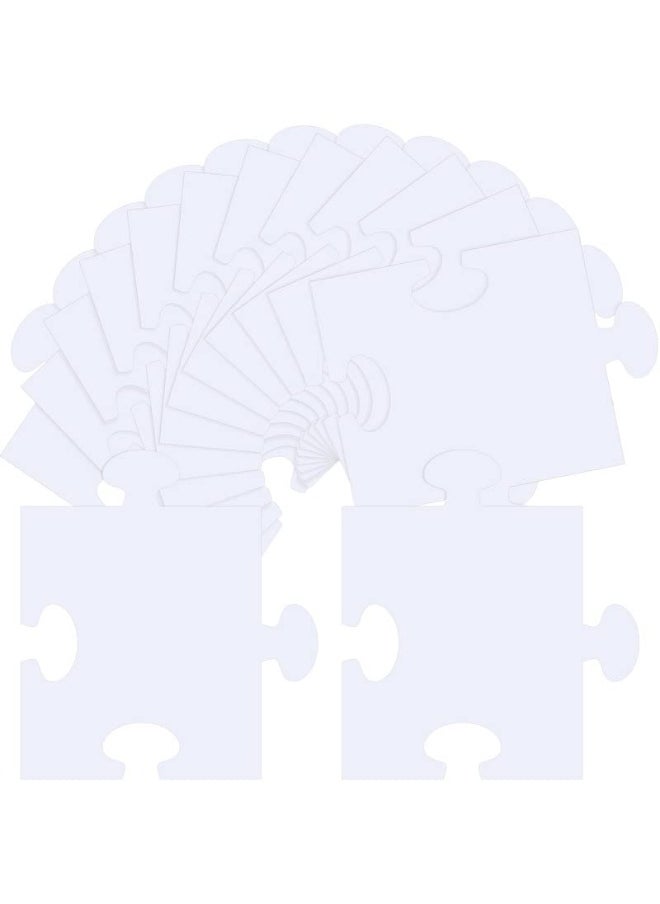 Glenmal - Glenmal 100 Pcs Large White Blank Puzzle Pieces Oversize White Blank Papers Puzzle Pieces Giant Puzzle Piece for Adult to Draw and Write and Makes Huge Art Display - Image 1