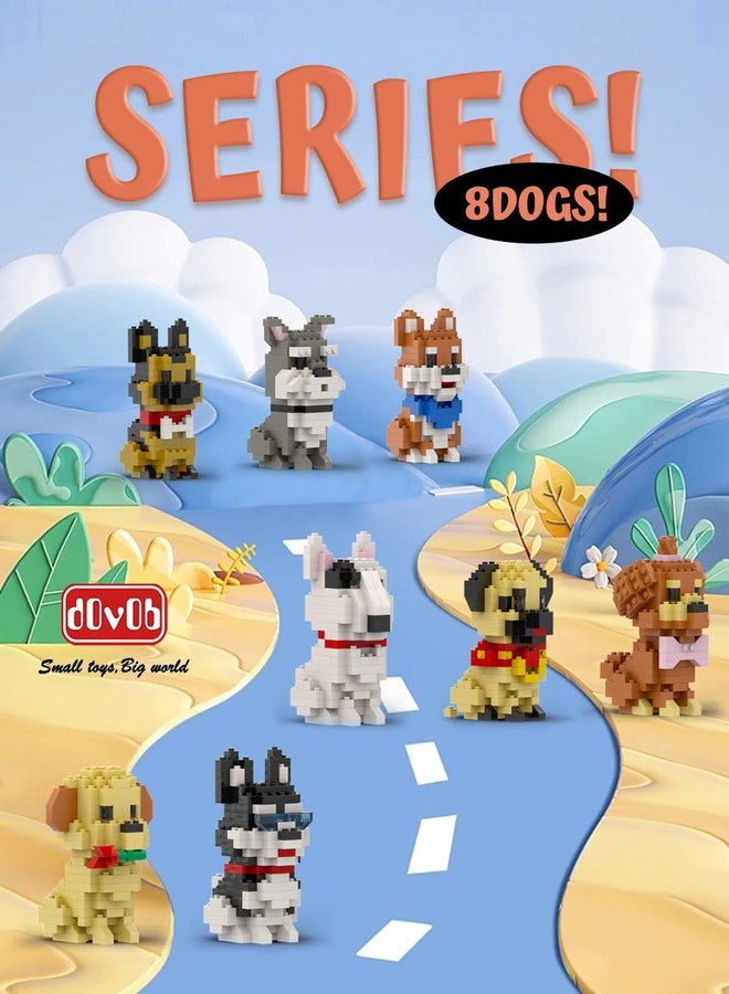 dOvOb Micro Mini Blocks 8 in 1 Dogs Set, 1616 Pieces Bricks, 3D Puzzle Collection Animal Model Toys as Gift for Adult or Kids - Image 2