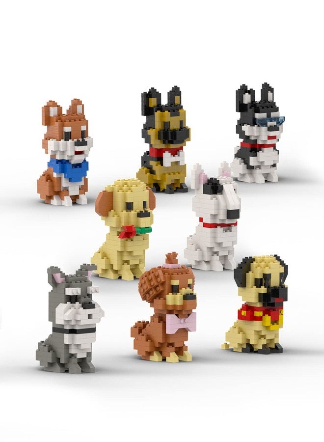 dOvOb Micro Mini Blocks 8 in 1 Dogs Set, 1616 Pieces Bricks, 3D Puzzle Collection Animal Model Toys as Gift for Adult or Kids - Image 1