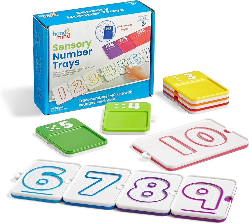 hand2mind hand2mind Sensory Number Trays Learning Numbers for Kids Fine Motor Activities Counting Toys for Sensory Seeking Kids Texture Toys PreWriting Skills for Toddlers Montessori Math Materials - Image 1