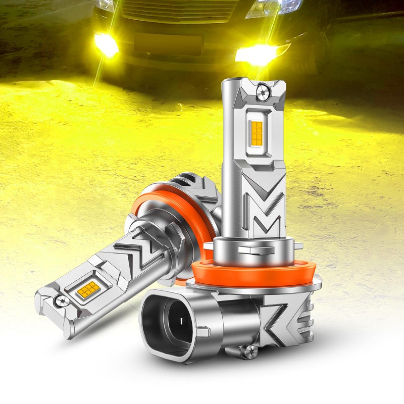 SEALIGHT H8/H16/H11 LED Fog Light Bulb Yellow, 17,000 Lumens 3500K Golden Yellow H11 LED Bulb, 800% Brightness, CSP Chips H8 Fog Lights for Car, Clearance Light Marker Light, Play and Plug (Pack of 2) - Image 1