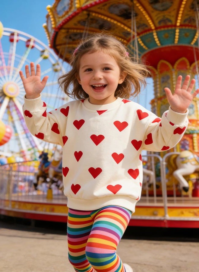 NUBEEHOHO Baby Girls Heart Sweatshirts Casual Valentine's Day Shirt Toddler Long Sleeve Sweater Fall Winter Clothes 3T, D-heart, 3T - Image 4