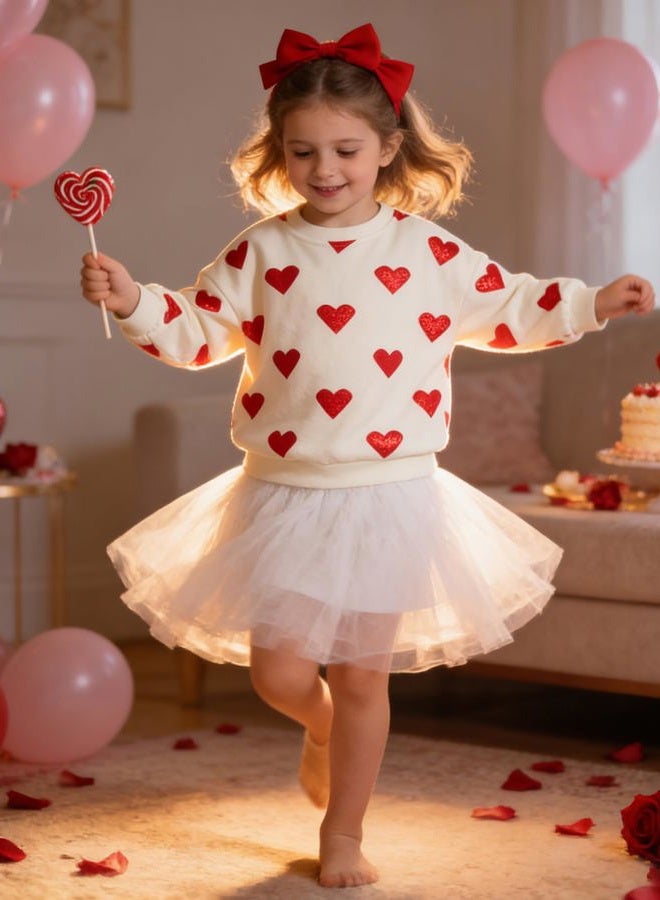 NUBEEHOHO Baby Girls Heart Sweatshirts Casual Valentine's Day Shirt Toddler Long Sleeve Sweater Fall Winter Clothes 3T, D-heart, 3T - Image 2