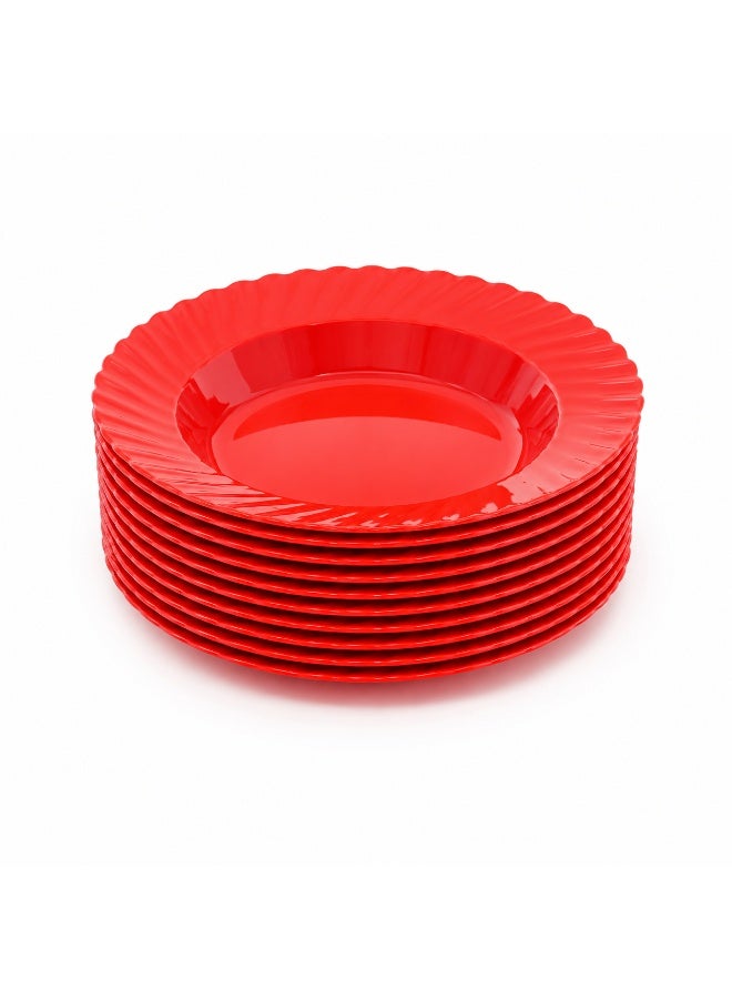 BS B&S reusable curly deep salad plates 9.1 inch 12 pack assorted colors. Durable, stylish, lightweight & perfect for parties and daily use - Image 1