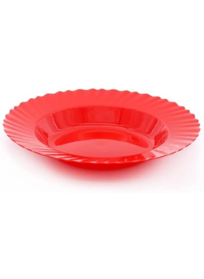 BS B&S reusable curly deep salad plates 9.1 inch 12 pack assorted colors. Durable, stylish, lightweight & perfect for parties and daily use - Image 4