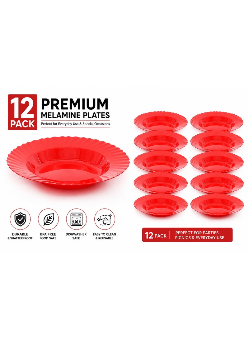 BS B&S reusable curly deep salad plates 9.1 inch 12 pack assorted colors. Durable, stylish, lightweight & perfect for parties and daily use - Image 3