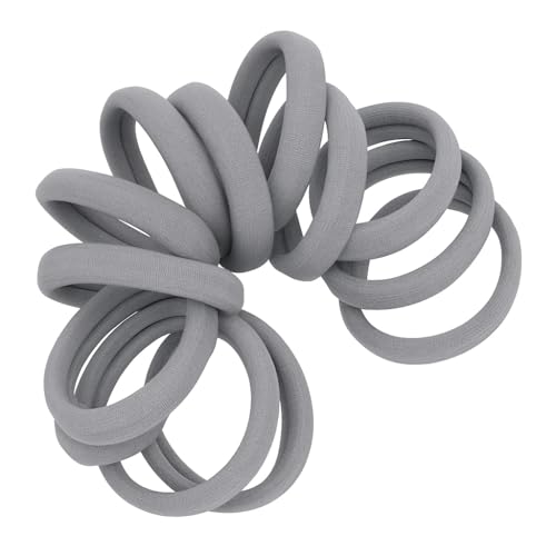 Cyndibands Seamless Hair Ties - Gray - Gentle Hair Ties No Damage, Standard Size 1.5 Inch, Soft and Stretchy Nylon Fabric Ponytail Holders - 12 Count - Image 1