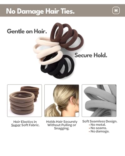 Cyndibands Seamless Hair Ties - Gray - Gentle Hair Ties No Damage, Standard Size 1.5 Inch, Soft and Stretchy Nylon Fabric Ponytail Holders - 12 Count - Image 2