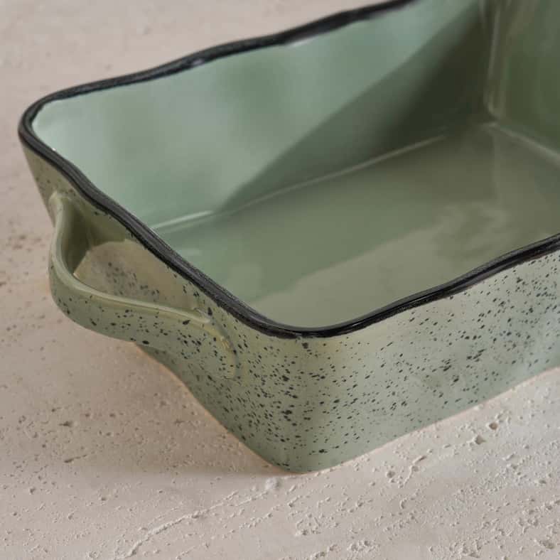 Pan Home Haldor Speckled Stoneware Rectangular Baking Dish 31x18.5x7.2cm -Green - Image 2