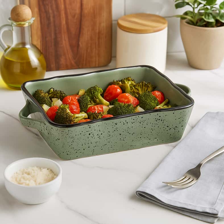 Pan Home Haldor Speckled Stoneware Rectangular Baking Dish 31x18.5x7.2cm -Green - Image 5