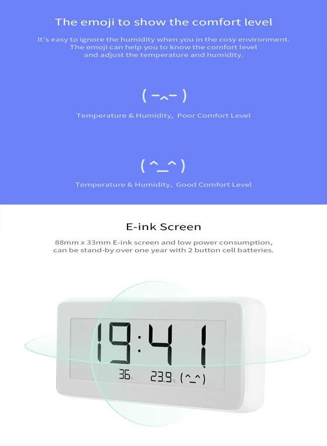 Xiaomi Temperature and Humidity Monitor Clock Bluetooth Wireless Smart Multifunctional Indoor & Outdoor Hygrometer Thermometer Pro Digital Clock - Image 4