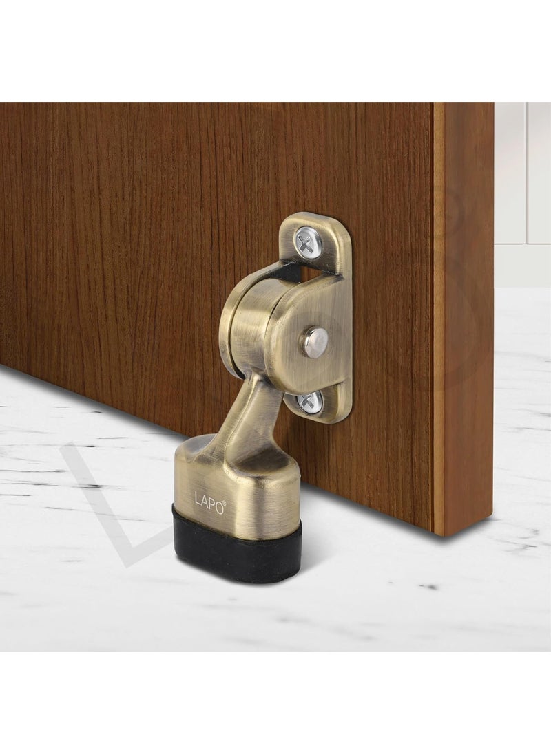 LAPO LAPO Premium 3 inch Door Stopper Rubber Powerful Working with Screw Wooden Door Stoper to Stop Door for All Door Home Office Hotel Antique Finish Pack of 1  - Image 1
