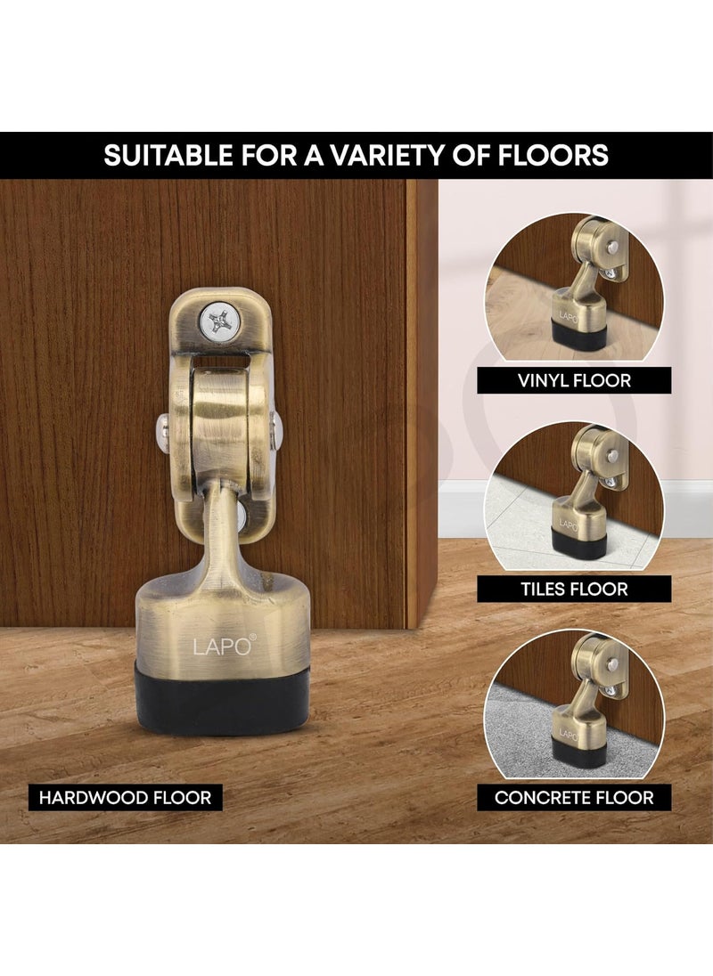 LAPO LAPO Premium 3 inch Door Stopper Rubber Powerful Working with Screw Wooden Door Stoper to Stop Door for All Door Home Office Hotel Antique Finish Pack of 1  - Image 5