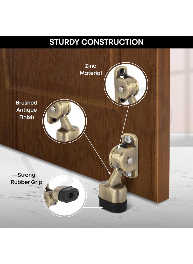 LAPO LAPO Premium 3 inch Door Stopper Rubber Powerful Working with Screw Wooden Door Stoper to Stop Door for All Door Home Office Hotel Antique Finish Pack of 1  - Image 3