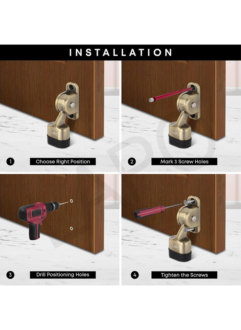 LAPO LAPO Premium 3 inch Door Stopper Rubber Powerful Working with Screw Wooden Door Stoper to Stop Door for All Door Home Office Hotel Antique Finish Pack of 1  - Image 4