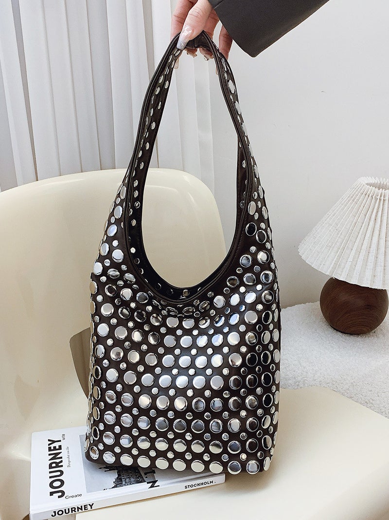 Fashion Women'S Bags 2026 New Casual Stylish Trendy Cool Polka Dot Studded Underarm Bag Bucket Bag Shoulder Bag - Image 2
