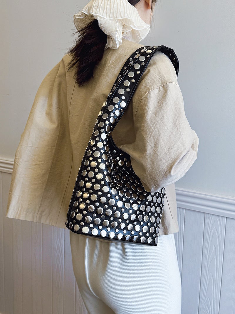 Fashion Women'S Bags 2026 New Casual Stylish Trendy Cool Polka Dot Studded Underarm Bag Bucket Bag Shoulder Bag - Image 4