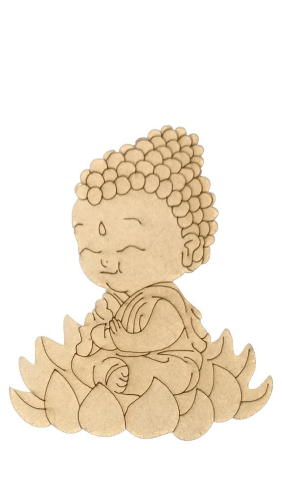 Prokart Mandala Baby Buddha Cut Design for Art and Craft | Art Decor MDF Base for DIY | for Decorations, Festival Gift, Wedding Decorations 8. inch - Image 1