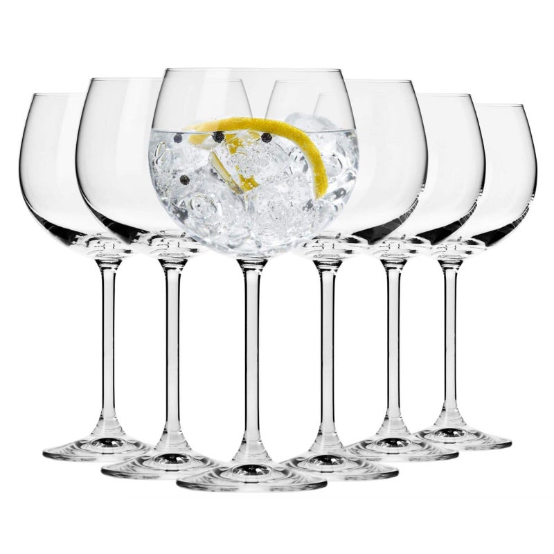 Krosno Gin and Tonic Baloon Glasses, Set of 6, 16.2 oz, Venezia Collection,Modern Cocktail Glassware, Professional Quality Cocktail Glasss, Dishwasher Safe, Made in Europe - Image 1