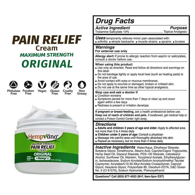 Bulbhead As Seen On TV Hempvana Original Relief Cream Maximum Strength, The Hemp Cream for Muscle Joint Back Knee Shoulder Neck Elbow Hand Foot - Image 2