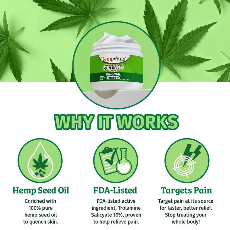 Bulbhead As Seen On TV Hempvana Original Relief Cream Maximum Strength, The Hemp Cream for Muscle Joint Back Knee Shoulder Neck Elbow Hand Foot - Image 3