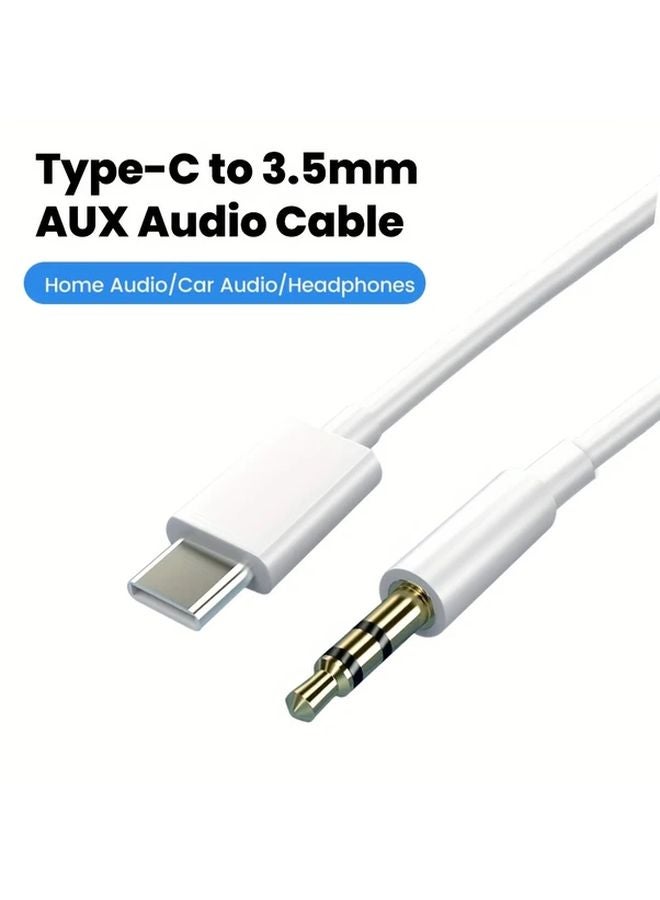 White USB C to 3.5mm Audio Cable with 5W Power Delivery and Charging Support - Image 3