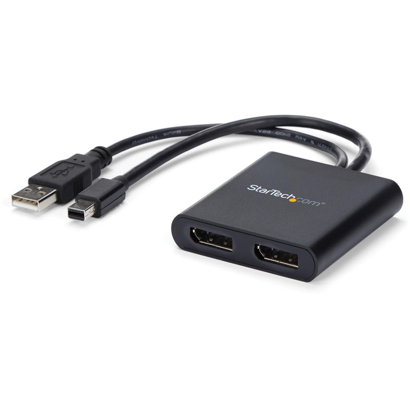StarTech.com 2-Port Multi Monitor Adapter - Mini DisplayPort to 2x DisplayPort MST Hub - Dual 4K 30Hz - Video Splitter for Extended Desktop Mode on Windows PCs Only - mDP 1.2 to 2x DP (MSTMDP122DP) - Image 1