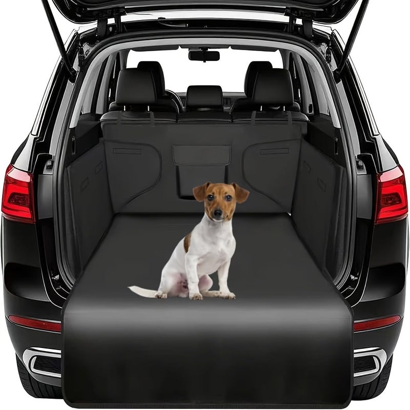 600D Wear Resistant Black Car Trunk Mat With Bumper Flip Protection And Storage Bag Full Coverage Pet Floor Liner - Image 3