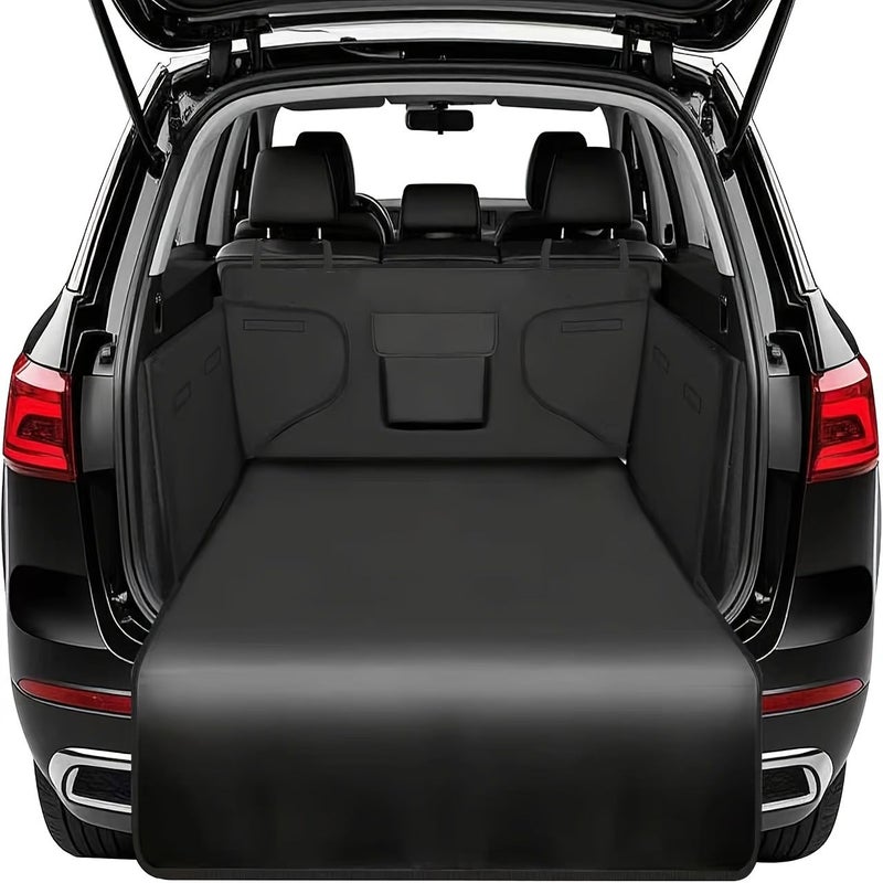 600D Wear Resistant Black Car Trunk Mat With Bumper Flip Protection And Storage Bag Full Coverage Pet Floor Liner - Image 1