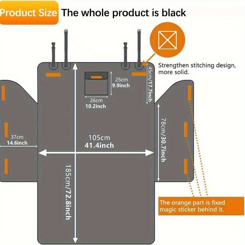 600D Wear Resistant Black Car Trunk Mat With Bumper Flip Protection And Storage Bag Full Coverage Pet Floor Liner - Image 2