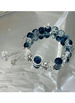 Home Clearance Sale Handcrafted Glass Bead Bracelet with Sparkling Star Charm, Adjustable Fashion Accessory, Trendy Everyday Wear, Adorable Gift for Her  - Image 1