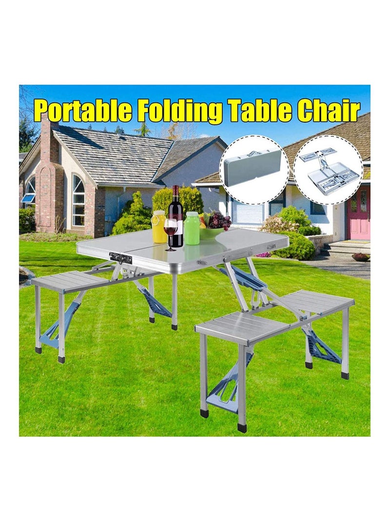 DubaiGallery Folding Table Folding Picnic Table with 4 Seats Chairs No-Assembly Lightweight Dining Table for Picnic Party Camping Table - Image 4