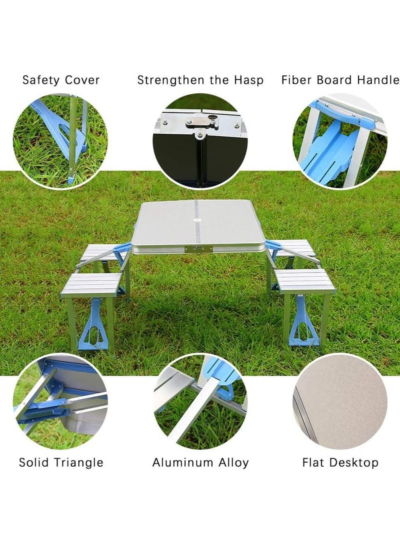 DubaiGallery Folding Table Folding Picnic Table with 4 Seats Chairs No-Assembly Lightweight Dining Table for Picnic Party Camping Table - Image 3