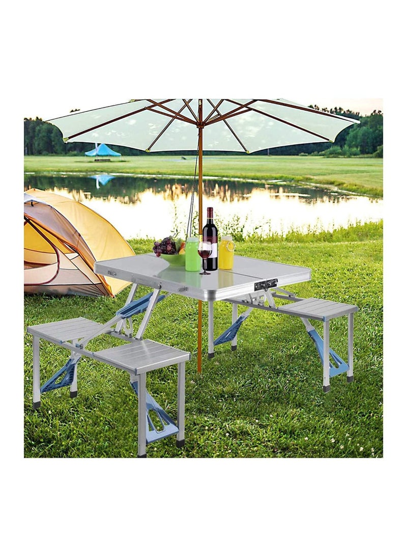 DubaiGallery Folding Table Folding Picnic Table with 4 Seats Chairs No-Assembly Lightweight Dining Table for Picnic Party Camping Table - Image 5