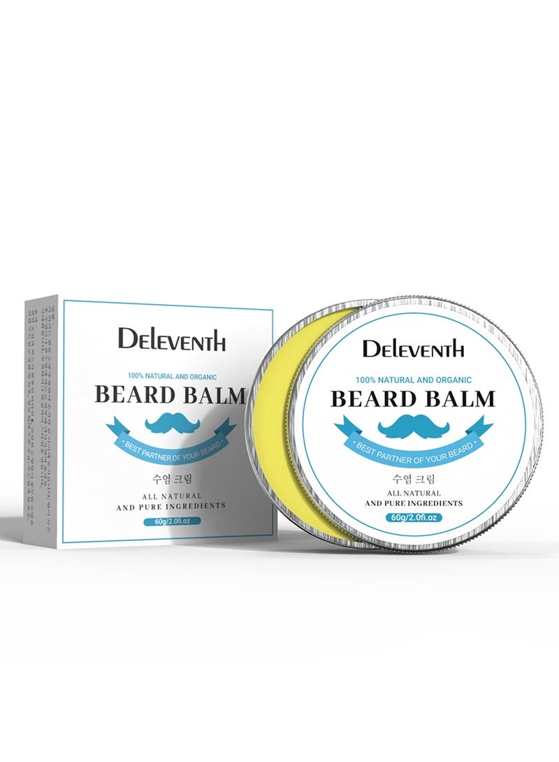 DELEVENTH DEleventh Korean Brand Original Beard Balm 60g / Vitamin E with Natural Oils and Waxes, Soften, Strengthen and Protect for Healthy, Nourishing Beard, Hydrate, Soften & Protect Your Facial Hair  - Image 1